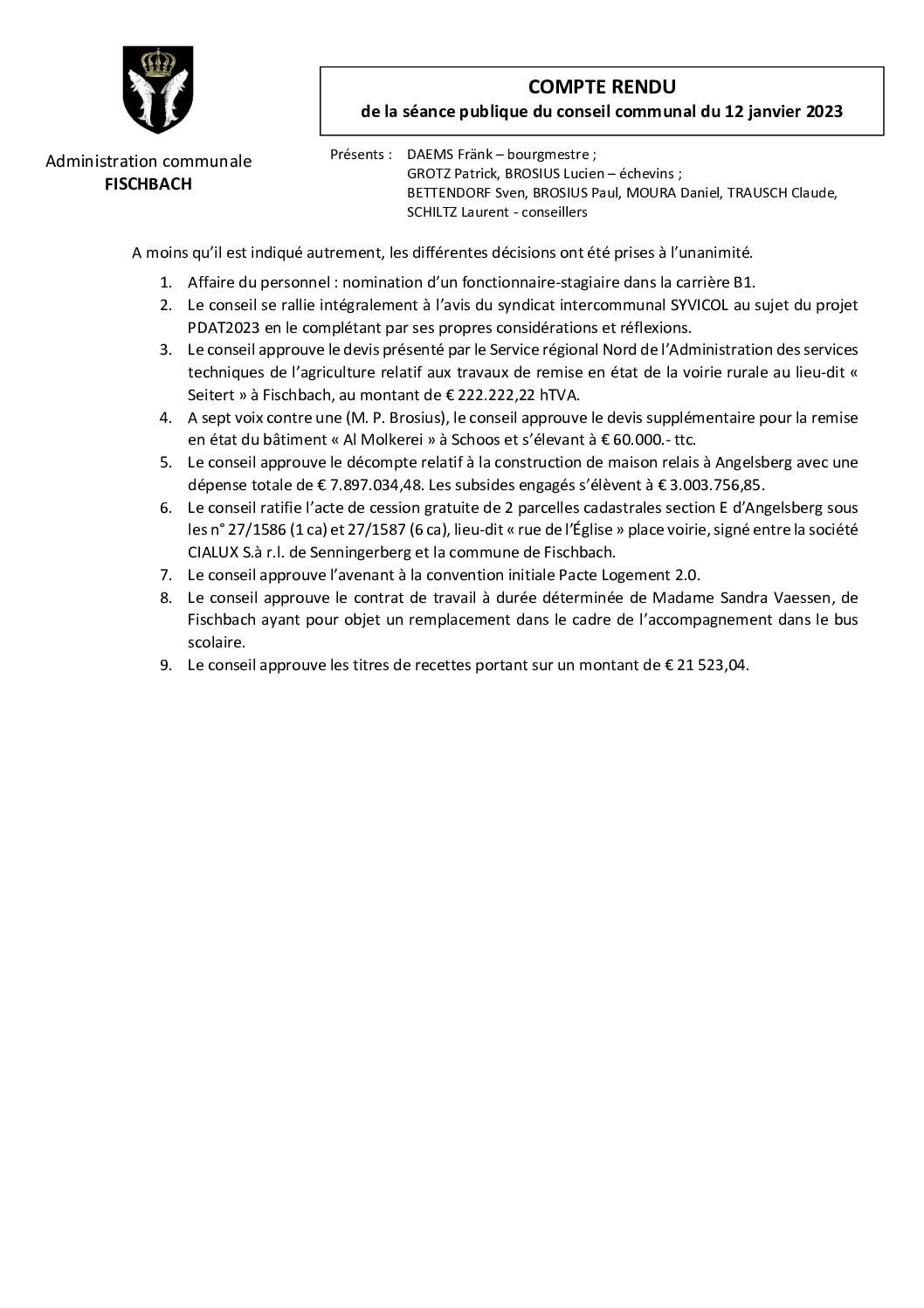 compte rendu 2023-01-12