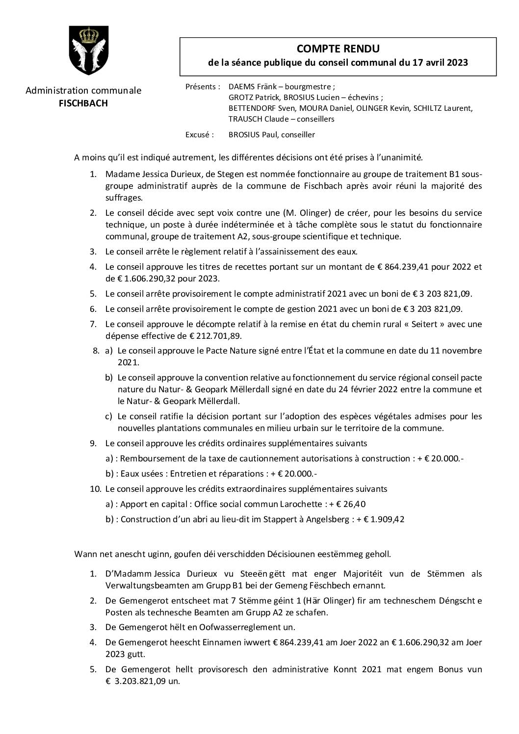 compte rendu 2023-04-17