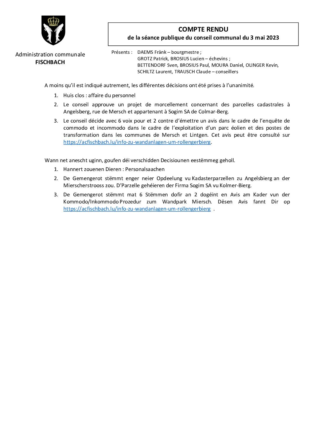 compte rendu 2023-05-03
