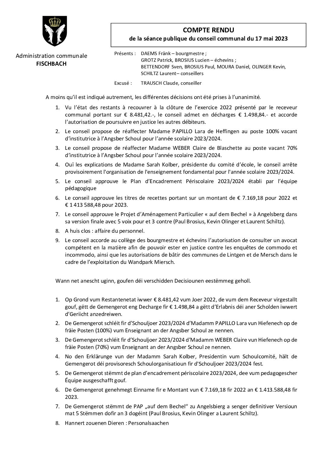 compte rendu 2023-05-17